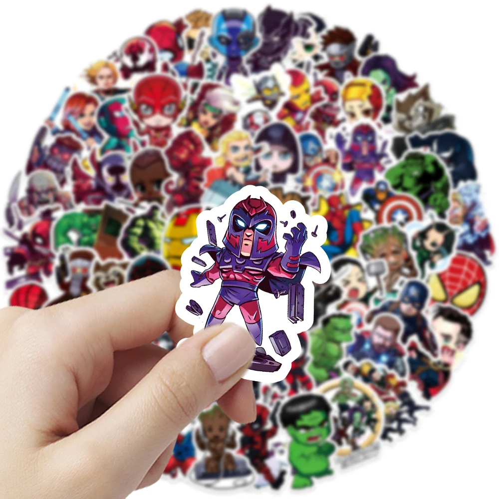 100 قطعة ملصقات المراهقين الأبطال الخارقين المنتقمون ملصقات مقاومة للماء لأجهزة الكمبيوتر المحمول زجاجة ماء ثابتة الغيتار سكيت الأمتعة