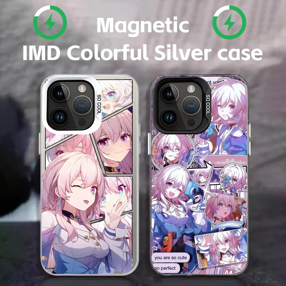 Чехол для телефона Honkai Star 7 марта, черный магнитный, цветной, серебристый, подходит для iPhone 17, 16, 15, 14, 13, 12, 11Pro Max