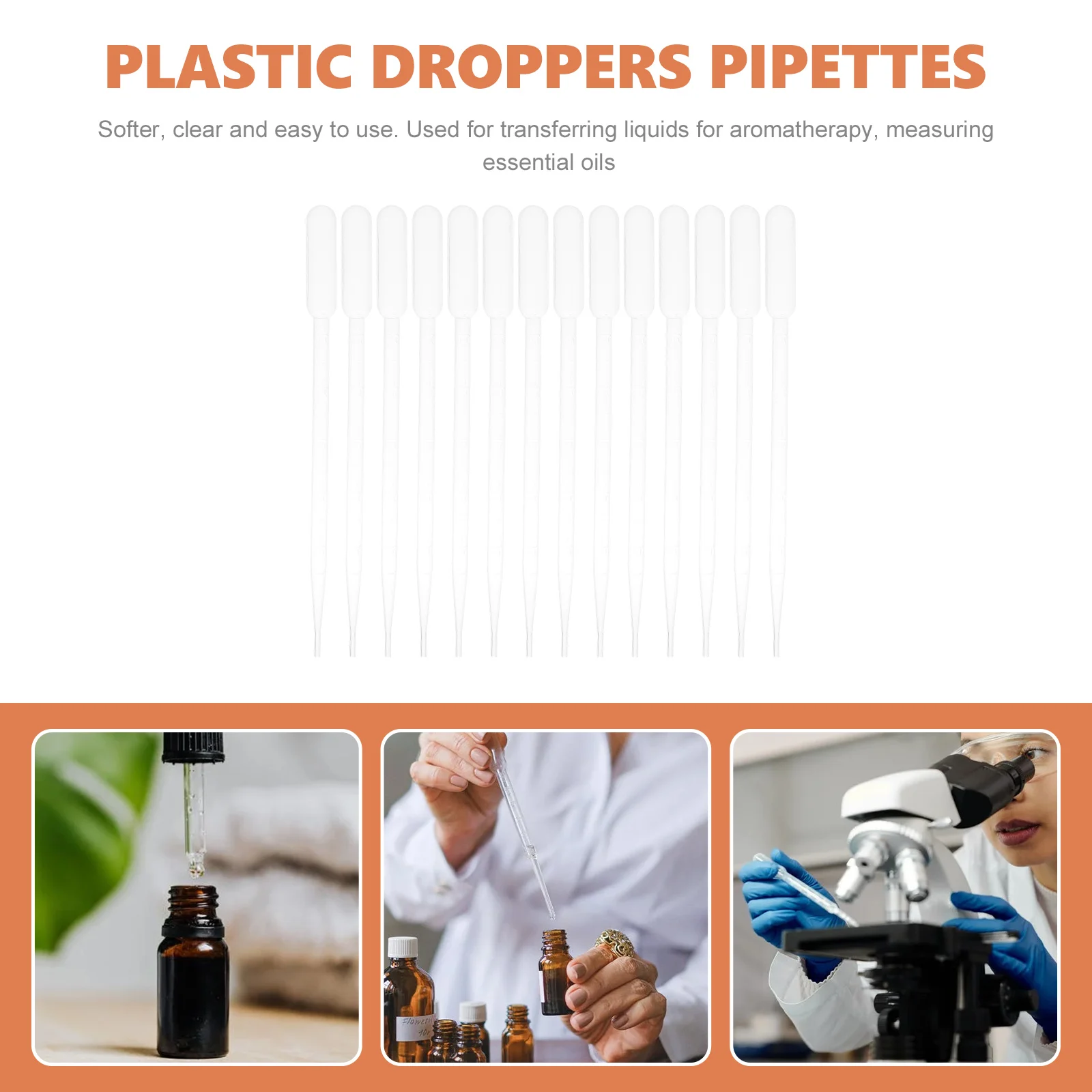 100pcs Plastic Dropper Pipette With Scale Disposable Oil Dropper 5Ml Droppers For Essential Oils Aromatherapy