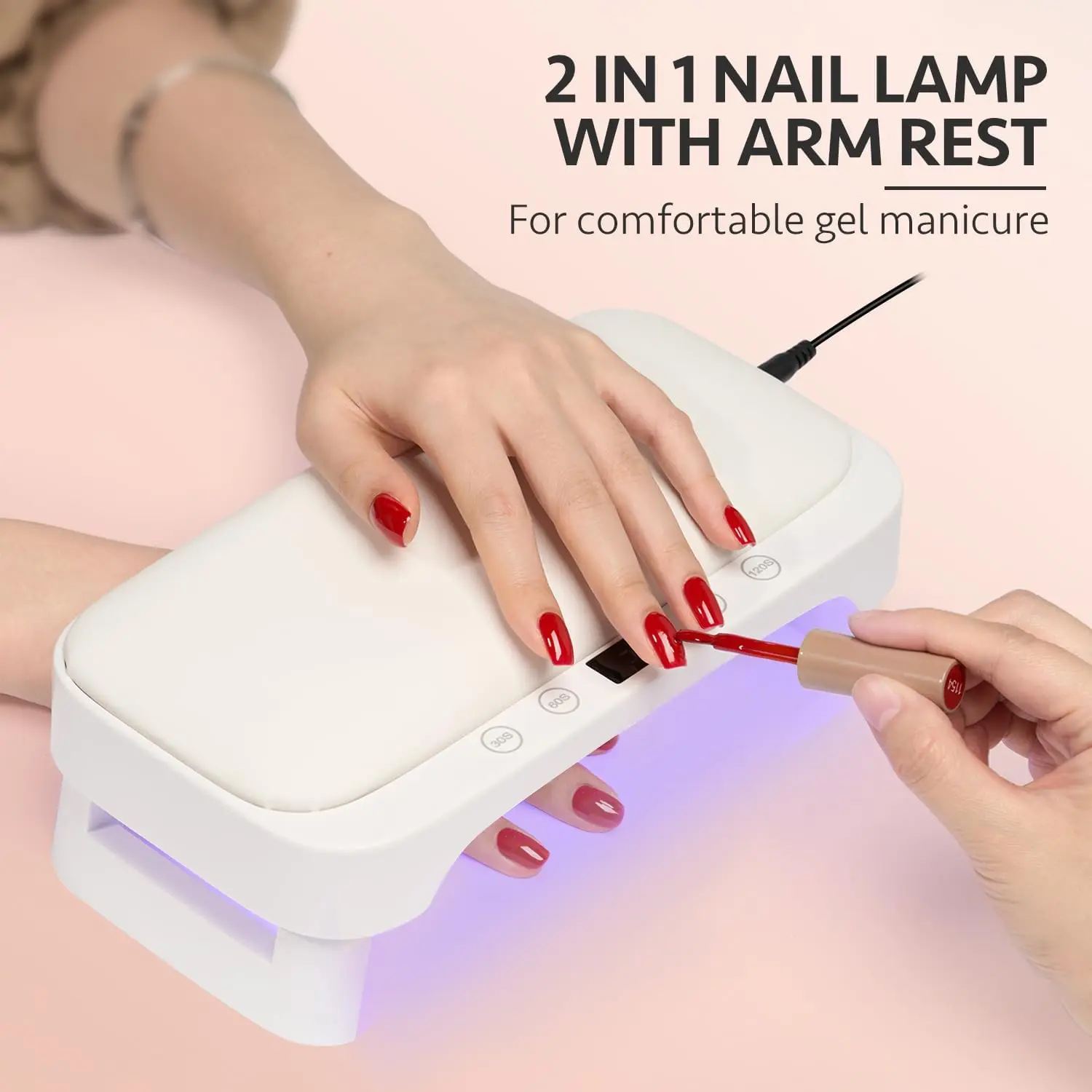 Professional UV Light for Nails, Nail Lamp with Hand Pillow for Arm Rest, 4 Timers Nail Dryer for Nails Tech Salon