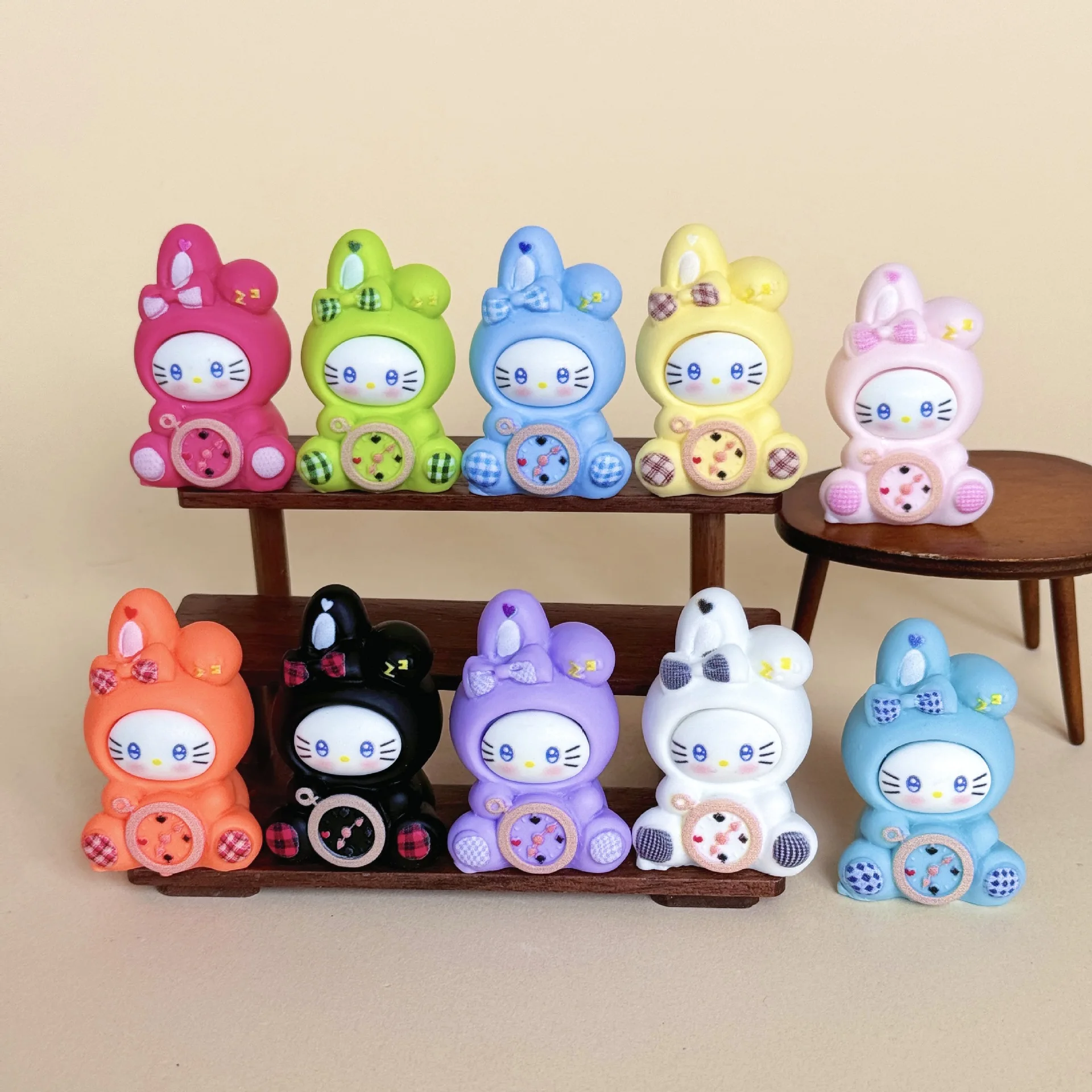 

10pcs Anime alarm clock For Hello Kitty Doll Creative DIY Doll ornaments crafts high-end desk decorations For Christmas Gifts