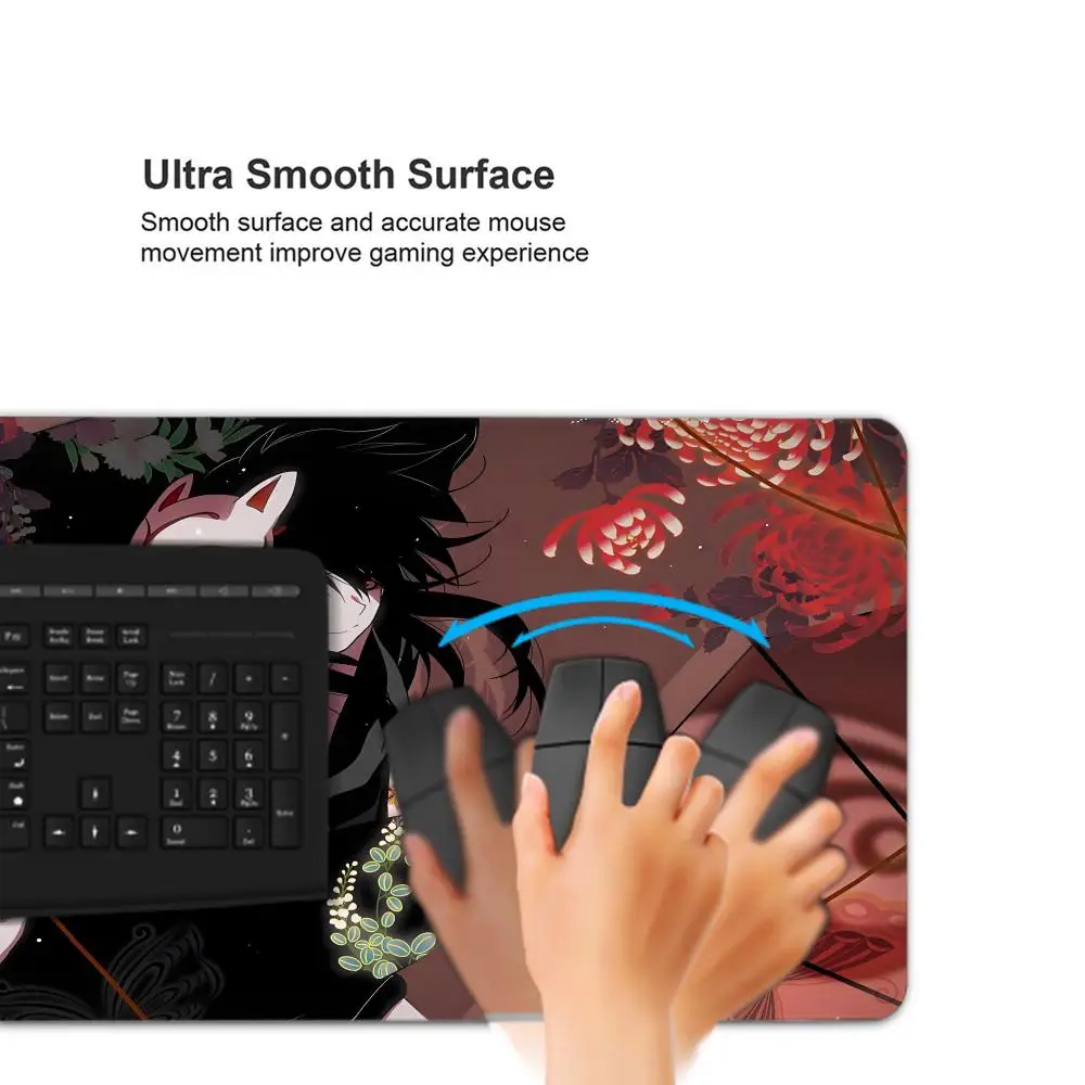 Геймерский коврик для мыши Oni Devil Mask, резиновый коврик для мыши, большой игровой коврик для мыши в стиле аниме для девочек, игровой коврик для мыши с HD принтом, коврик для клавиатуры, нескользящий настольный коврик