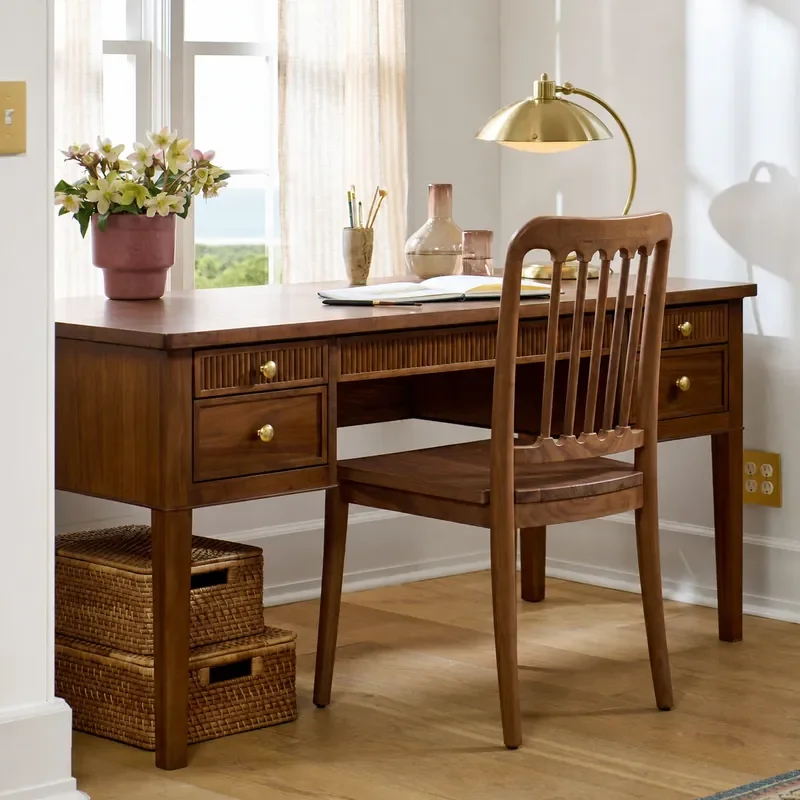 Retro Solid Wood Desk with Drawers Simple Computer Table Study Desk for Home Office