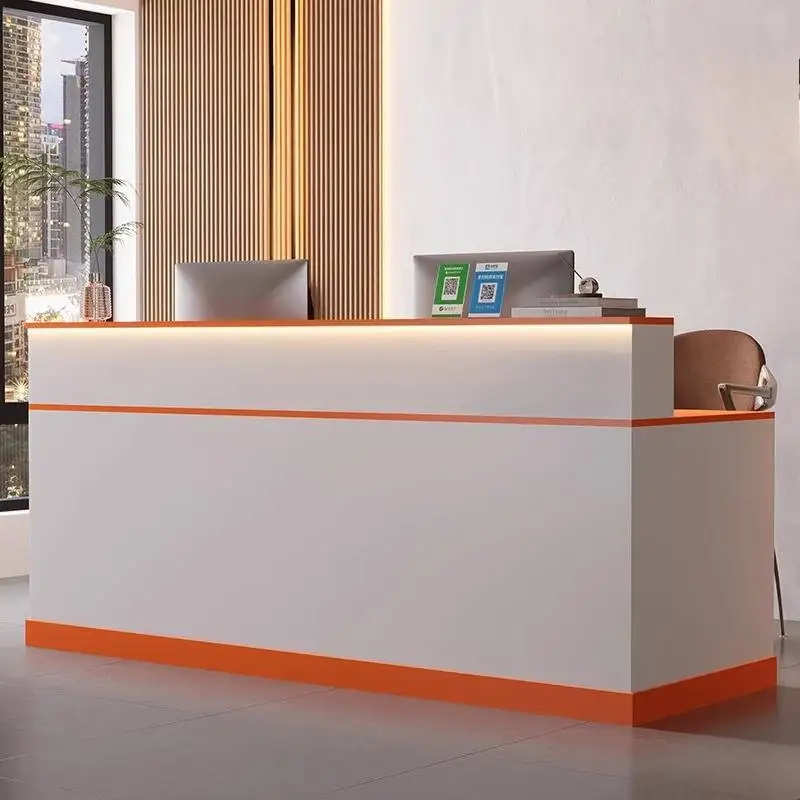 Oranje Decor Receptiebalies Opbergruimte Kassa Laden Moderne Receptiebalies Wit Klassiek Mostrador Recepcion Kantoormeubilair
