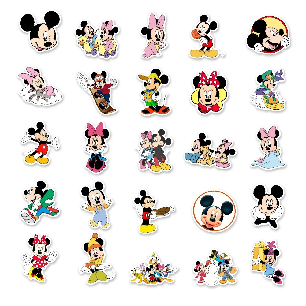 10/30/50pcs Cute Disney Anime Micky Mouse Stickers Cartoon Kids Sticker Toy DIY Phone Water Bottle Notebook Fun Graffiti Decals