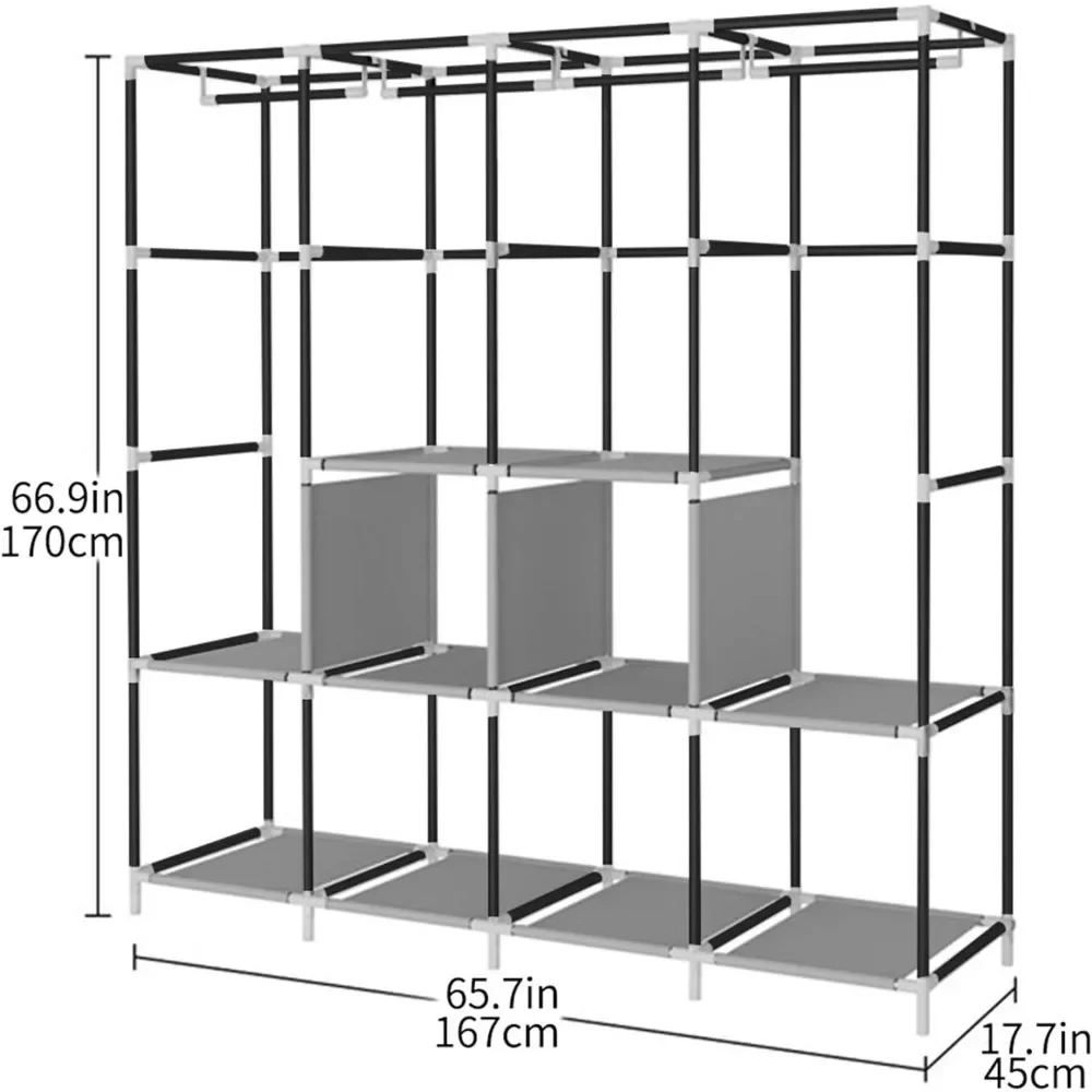 Portable Wardrobe Clothing Wardrobe Shelves Clothes Storage Organiser with 4 Hanging Rail,Black muebles  muebles de dormitorio