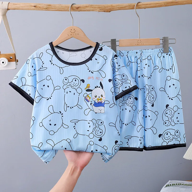 Spring and Autumn Little Girl Princess Thin Long-sleeved Trousers Pajamas for Girls Pajama Sleepwear Robe Children's Clothing