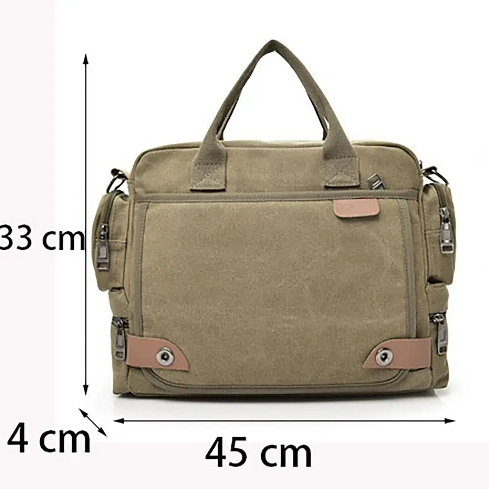 Wear Resisting Briefcase Business Canvas Large Capacity Shoulder Crossbody Bag Water Resistant Handbag Commuting