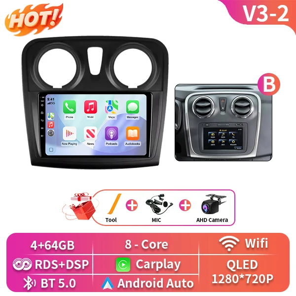 Android 16 Auto Voor Renault Dokker Lodgy Dacia 2012-2020 Radio Multimedia Speler Android Auto Carplay Head Unit navigatie Gps