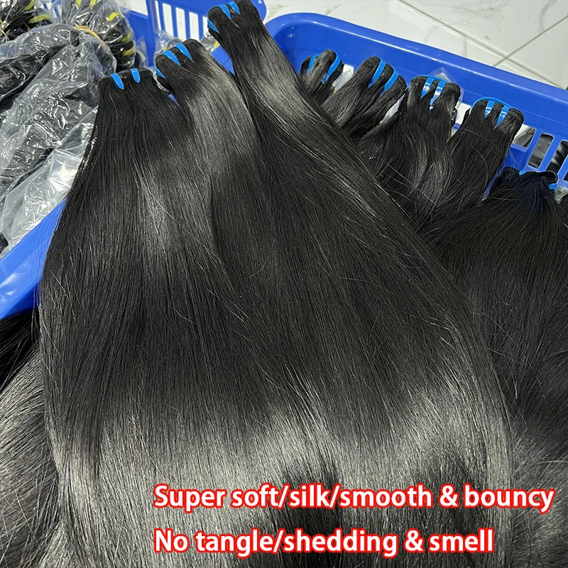 18A 생처녀 스트레이트 번들 인간의 머리카락 베트남 번들 처리되지 않은 헤어 익스텐션 천연 블랙 생머리 번들 전체