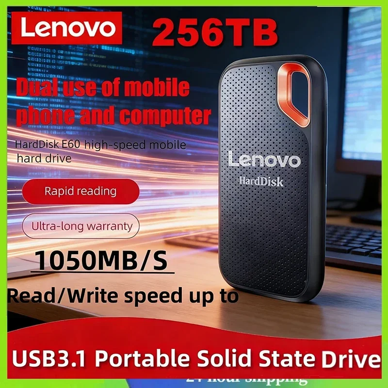 Lenovo Hard Disk SSD 256TB Mobile E60 2TB 8TB 128TB USB 3.1 HD External Hard for Laptop PS5 Mobile Hard Disk HDD Storage Devices