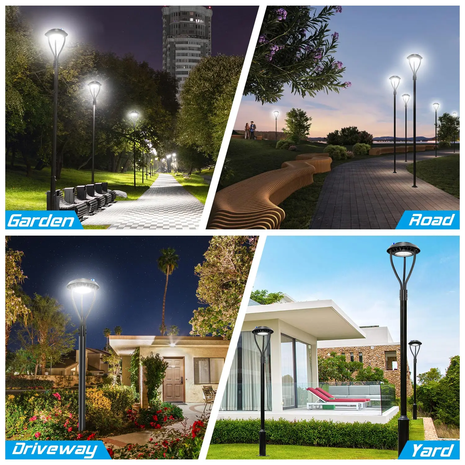 Impermeável LED Jardim Luz com Fotocélula, Post Top, Pólo de área exterior, 150W, IP65, 5 anos de garantia, AC100-277V