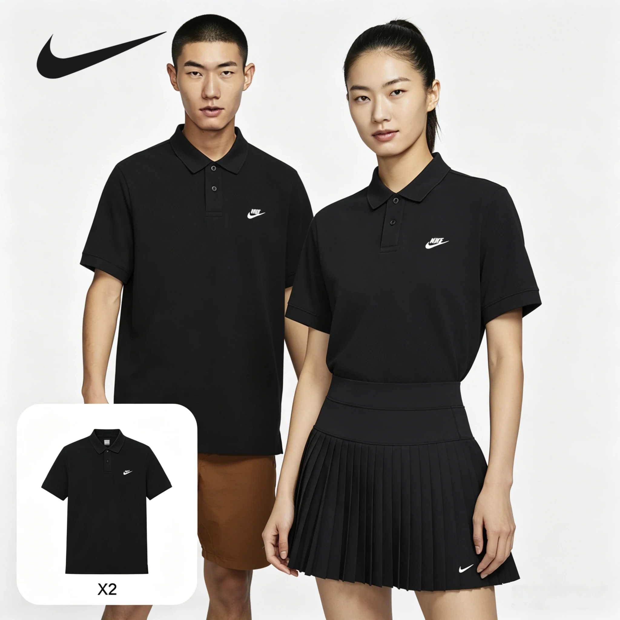 26/5000 Nike men's black long-sleeved sports T-shirt, model number  2 PCS FN3895-010+FN3895-010