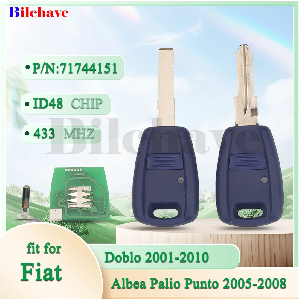 

jingyuqin Remote Car Key Fob 71744151 433MHz ID48 Chip 1 Button For Fiat Albea Palio Punto 2005 2006 2007 2008 Doblo 2001-2010