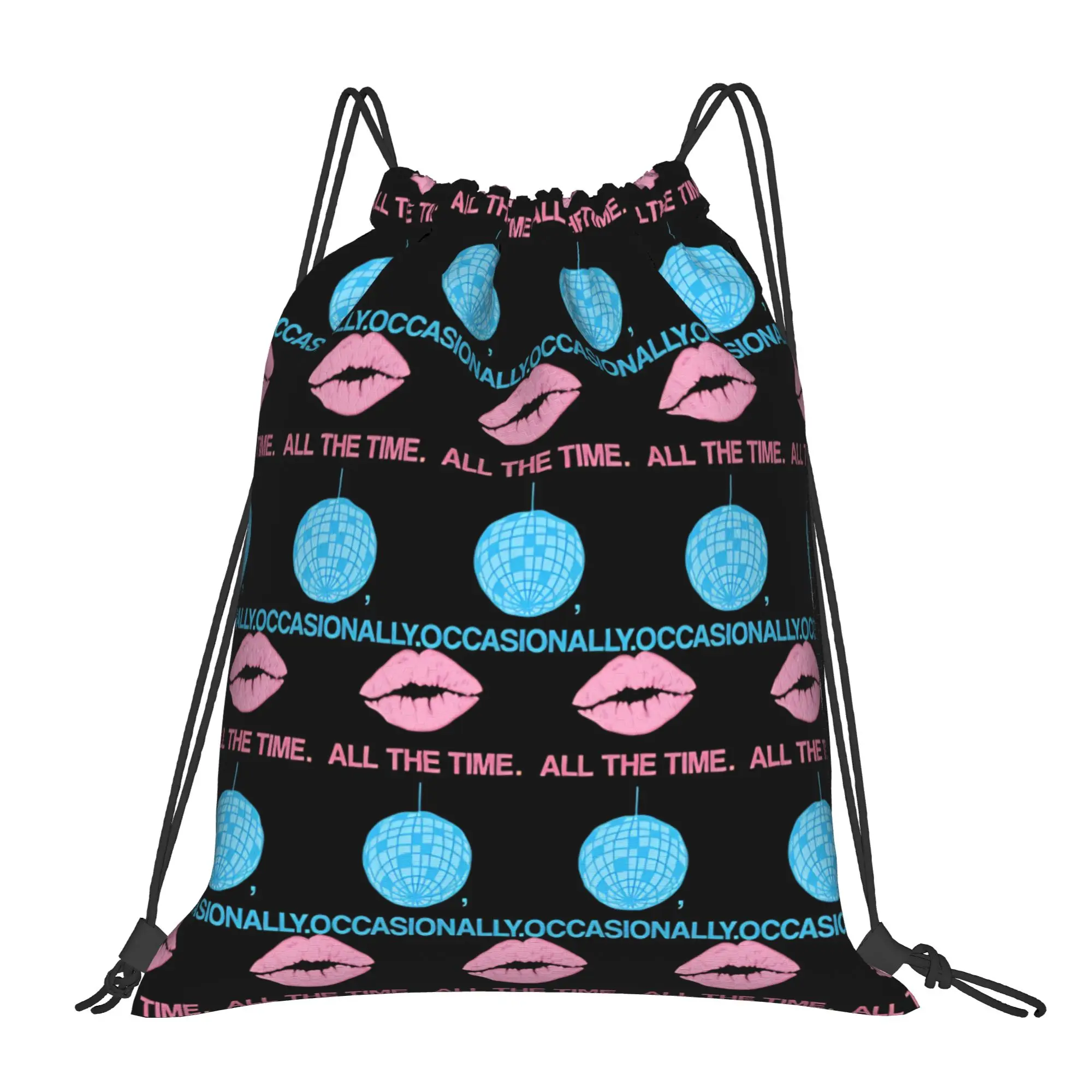 Kiss HS disco Kiss All The Time Drawstring Backpack Sackpack Water Resistant Harrys Music Styles String Bag 36cm (W) x 43cm (H)