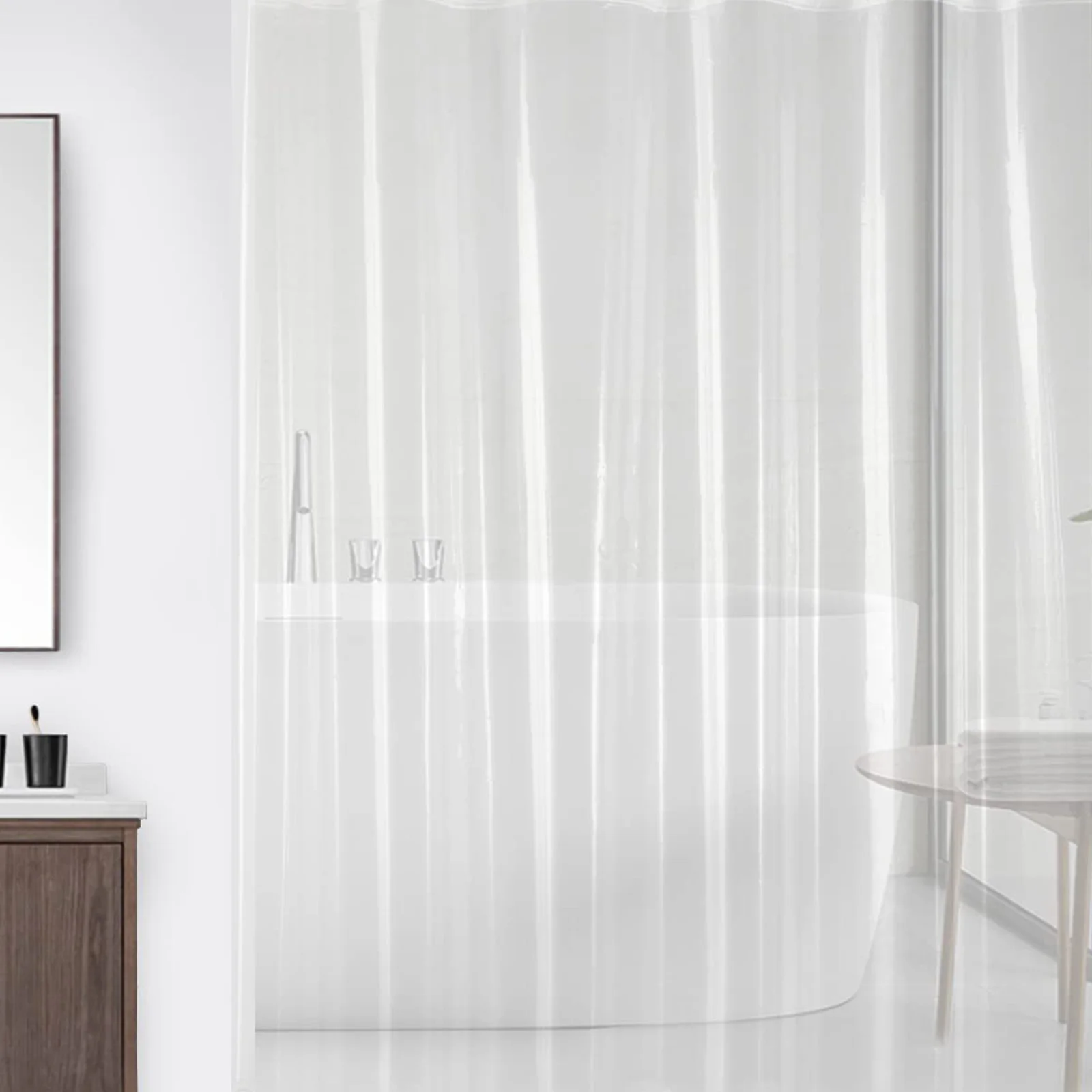 

1 set 1 Set Clear Peva Waterproof Shower Curtain Heavy Duty Modern Bathroom Decor Weighted Bottom Home Bathtub Partition Liner