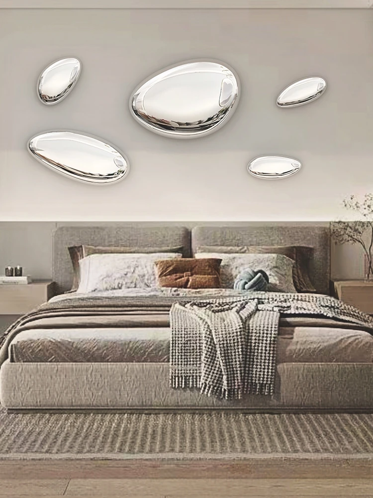 Wall Decor Imitation Stainless Steel Goose Egg Stone Wall Decoratio Creative Water Droplet Wall Decor Pendant Home Hotel Hanging