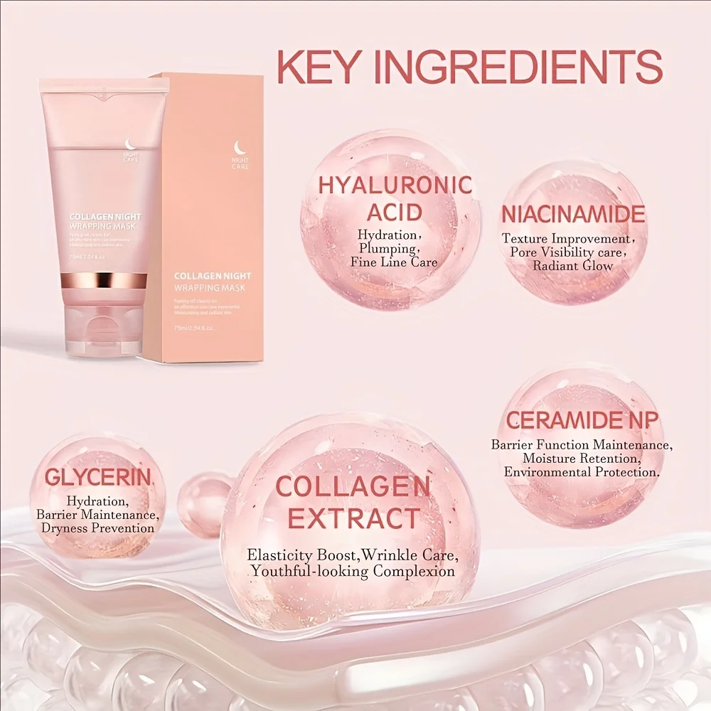 Nacht Collageen Wikkelmasker Verjonging Hydraterende Verhelderende Koreaanse Gezichtsmasker Maak Glowy Huid Elasticiteit Gezichtsmasker
