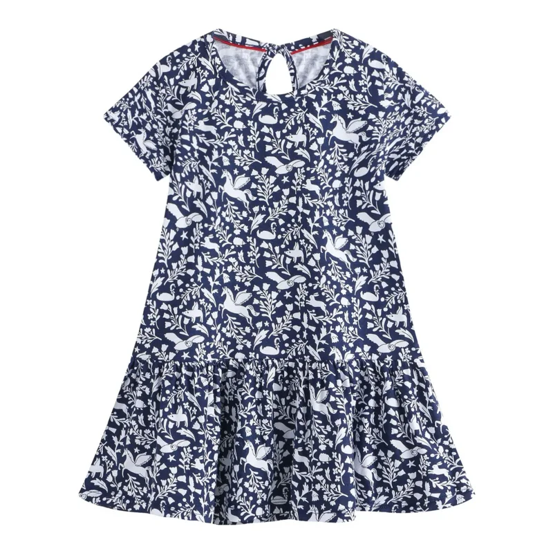 Newest 2019 baby girl clothes dresses cotton animal printing flower dress for party 2-7T Kids clothing sundress Vestido de Bebe