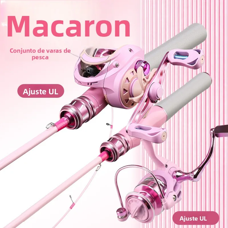 強力なメンズピンクマカロンカーボンulチューニングロードフィッシングロッドフルセット海釣りロングキャスティングウィメンズブラックマイクロフィッシュロッド
