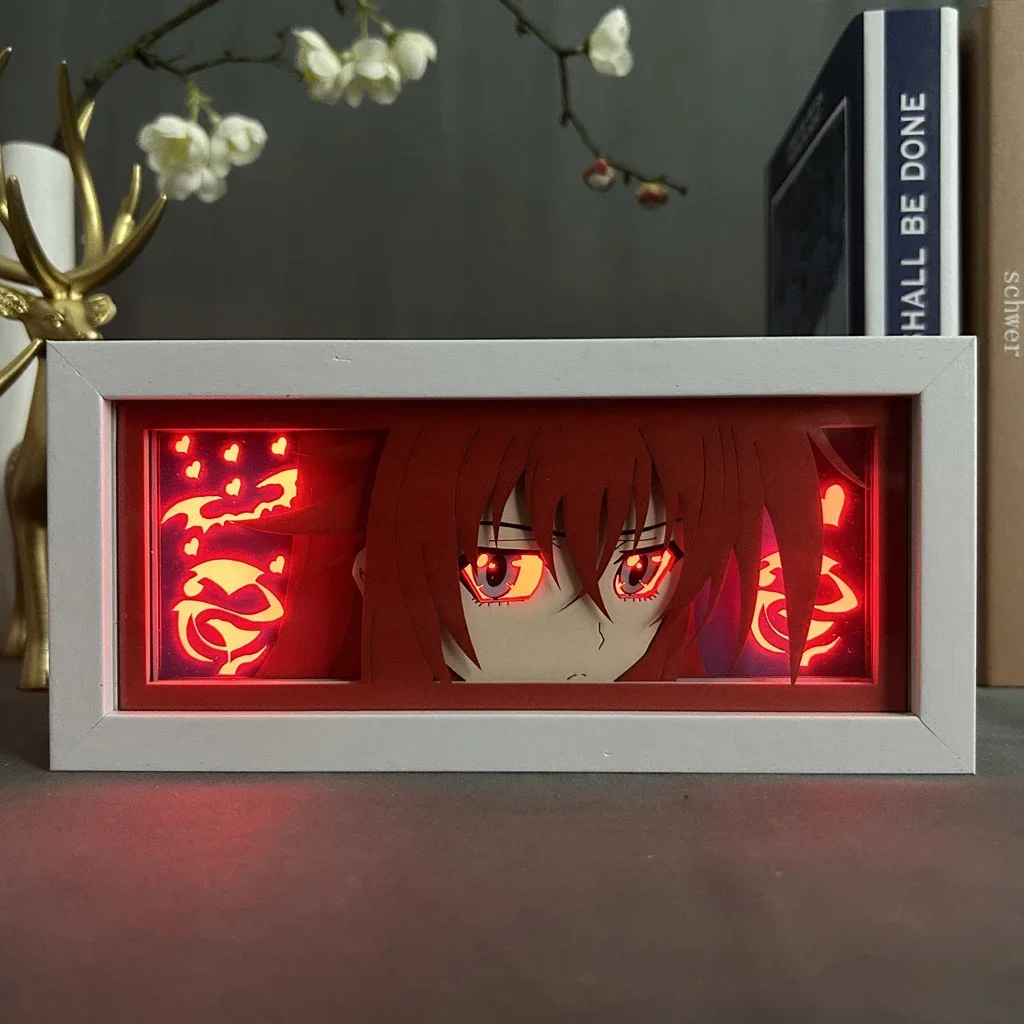 Rias Lightbox Anime Light Box High School DxD Rias Gremory Eye Face for Room Decor Manga Paper Cut Desk Led Night Light Lamp