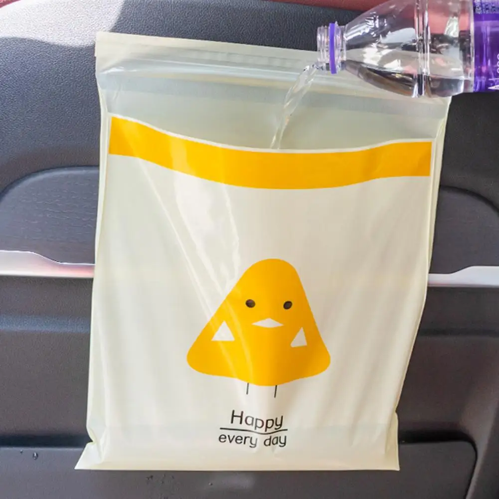 Car Trash Pouch Daily Use15Pcs Garbage Bag Self-adhesive Waterproof Leakproof No Residue Cute Chick Pattern Disposable