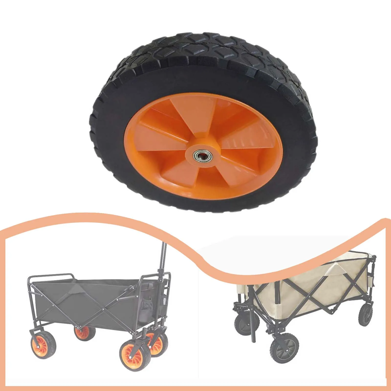 7 Inch Collapsible Wagon Replacement Wheel Bearing Rubber Replacement Wheel Tire Dual Bearing for Utility Camping Hand Cart