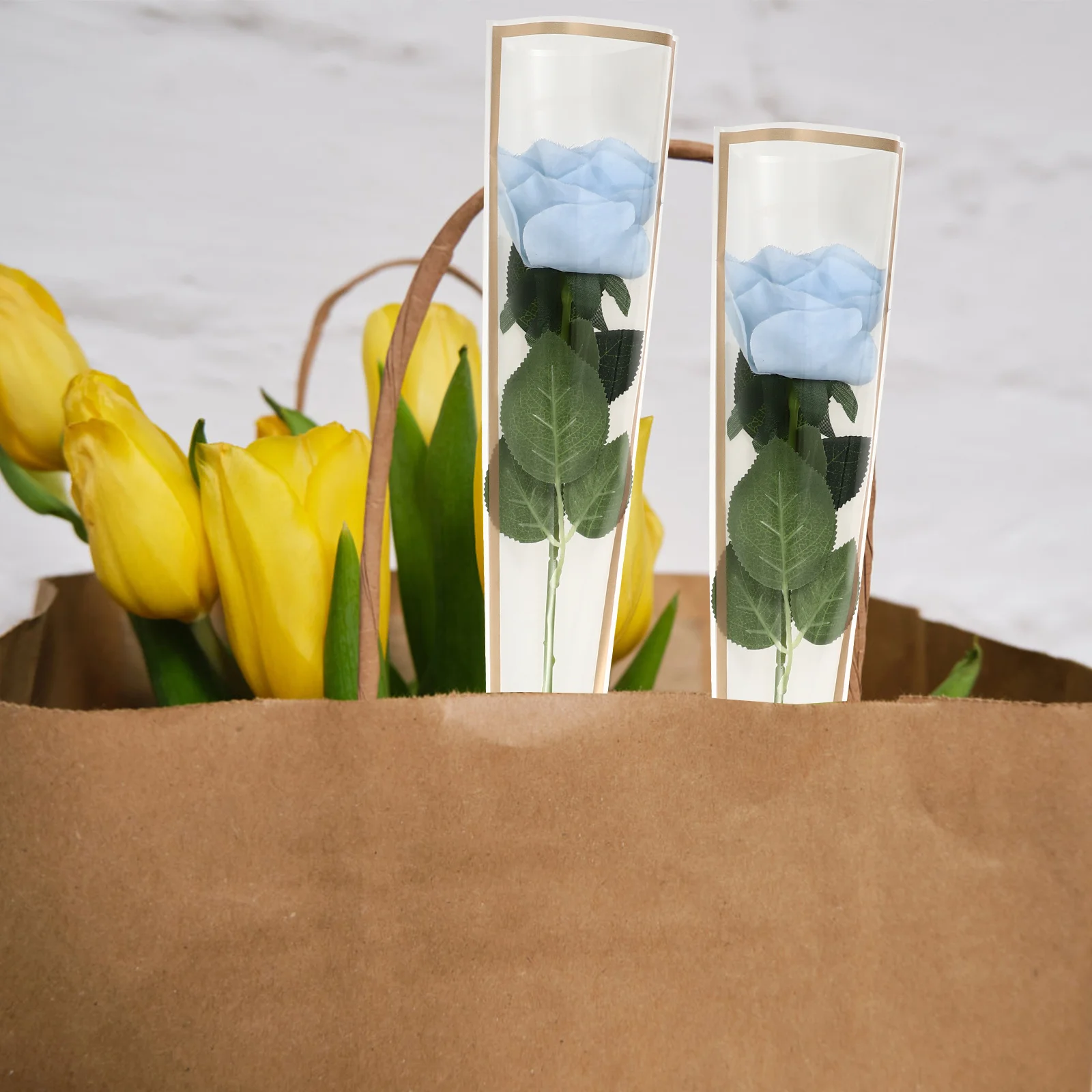 50 قطعة من أكياس الزهور للباقات وأكمام ملفوفة أنيقة سهلة الاستخدام في عيد الحب وأكمام زهور وعيد الميلاد وأكمام وردية واحدة