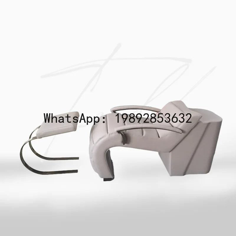 CZ High-End Barber Shop Special Semi-Reclining Hair Washing Bed Ceramic Basin Sitting Hair Salon Shampoo Bed