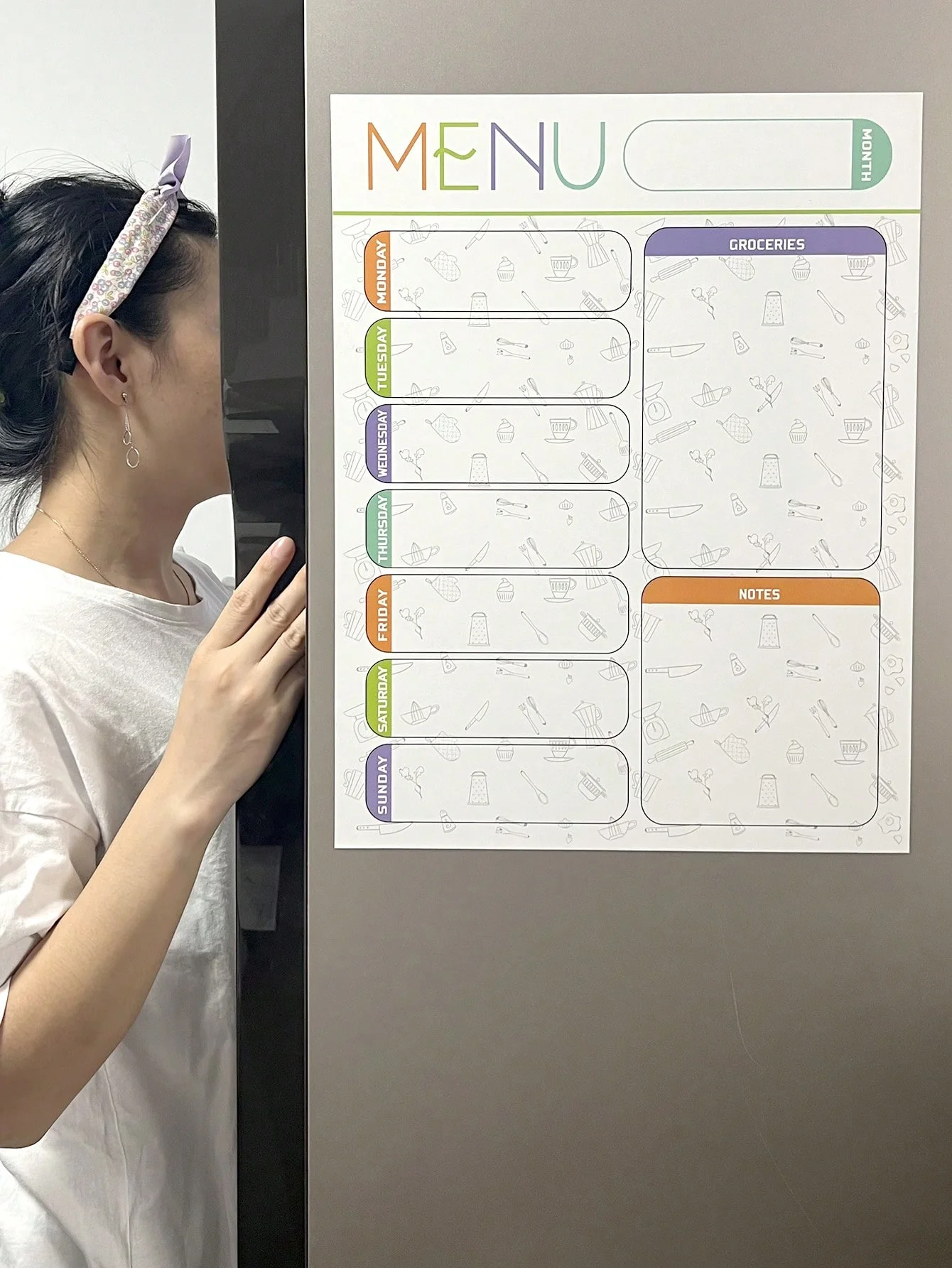 A refrigerator magnet message board with erasable notes, reminder boards, convenience notes, and notes