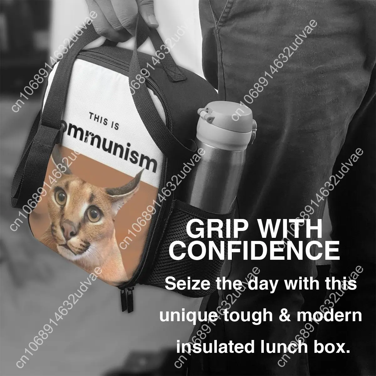 Custom Communism Floppa Cute Meme Lunch Bag Men Women Thermal Cooler Insulated Lunch Boxes for Student School