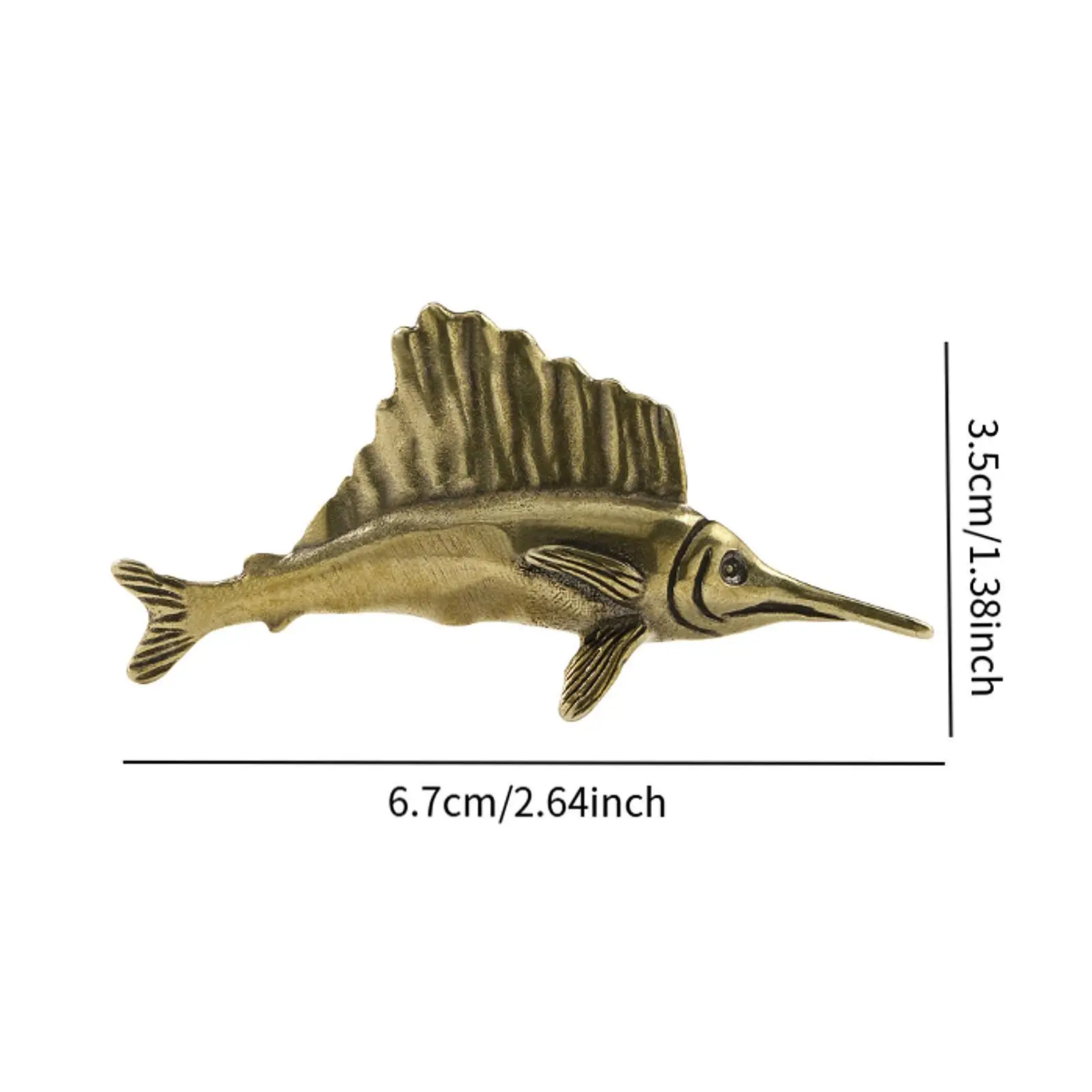 Tunny Scultura Opere d'arte Artigianato Decor Figurina di pesce autoportante in ottone in miniatura per la decorazione della tavola dell'ufficio Auto Soggiorno Camera da letto
