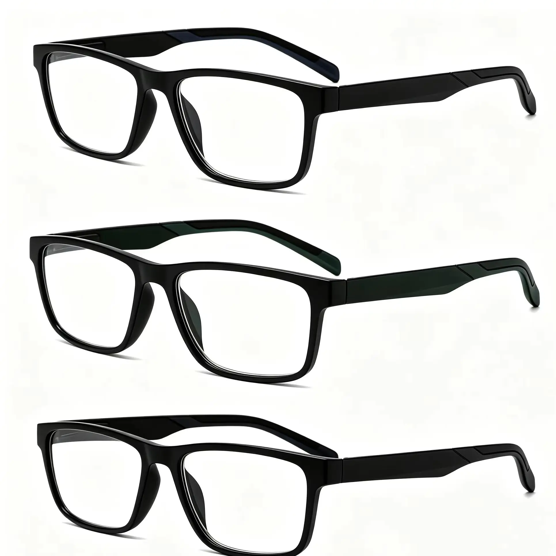 3PCS 3 Pairs Fashion Square Frame Blue Light Blocking Glasses for Women & Men view 3