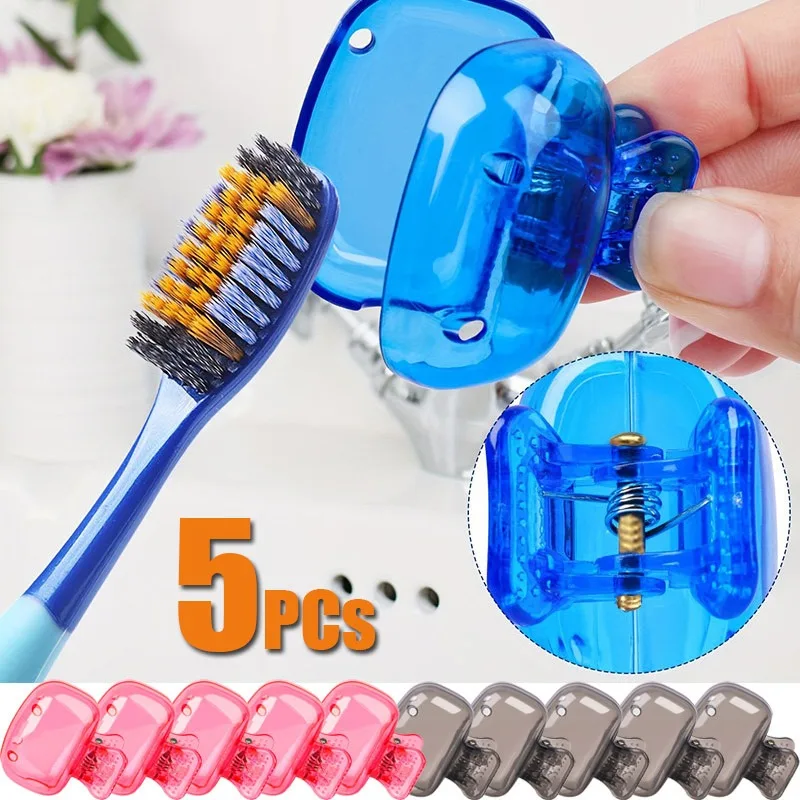 1-5PCs Travel Toothbrush Head Covers Toothbrush Protector Cap Brush Pod Case Protective Portable Plastic Clip For Household