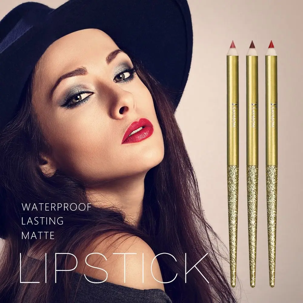 Lápis de batom matte liso Lipliner duradouro, Lápis fosco impermeável, Novo