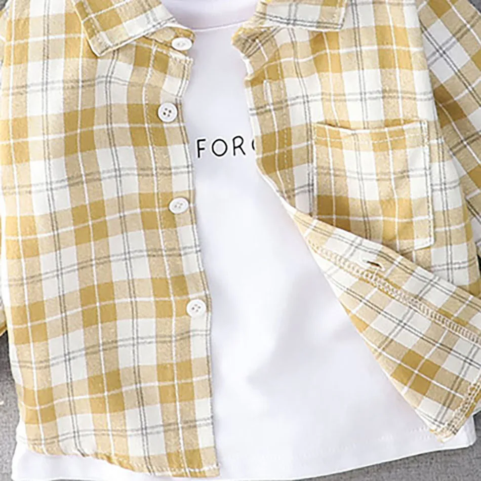 Spring and Autumn Collection for Young Boys Long Sleeve Plaid Shirts with Trendy Korean Design Perfect for the Upcoming Season