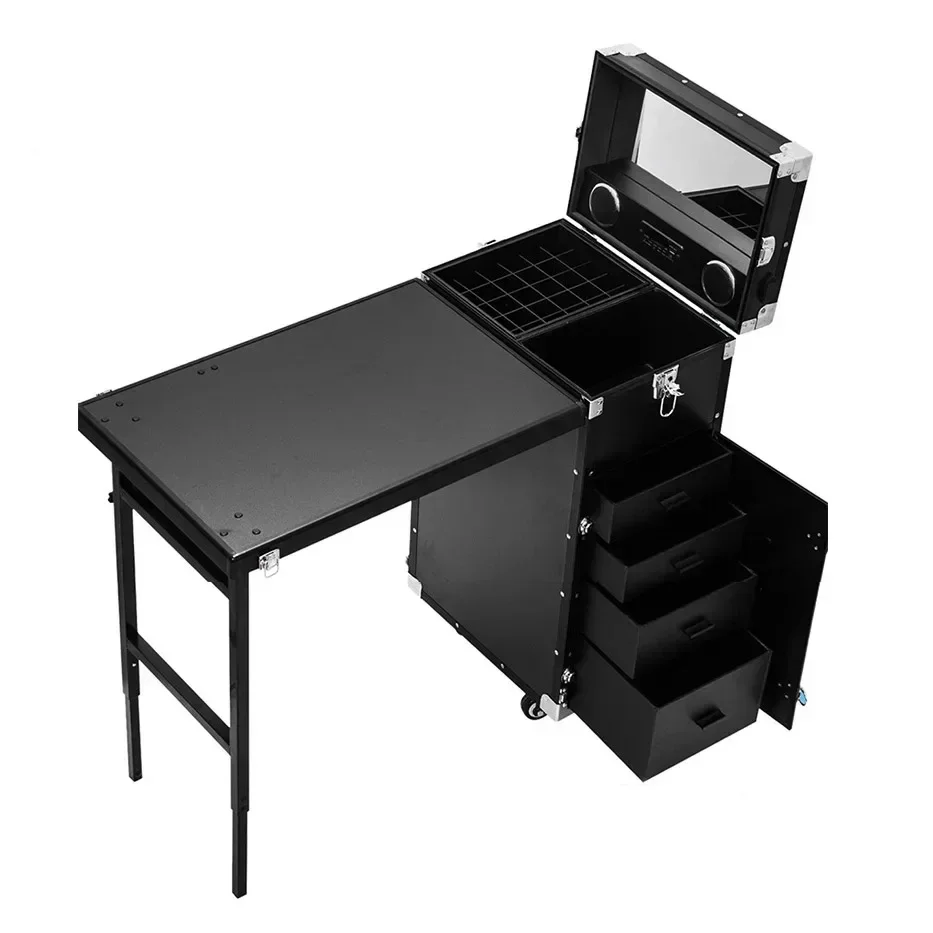 Portable Makeup Artist Nail Tables Foldable Nail Manicure Table Salon Furniture Creative Multi-function Pull Rod Makeup Table Bu