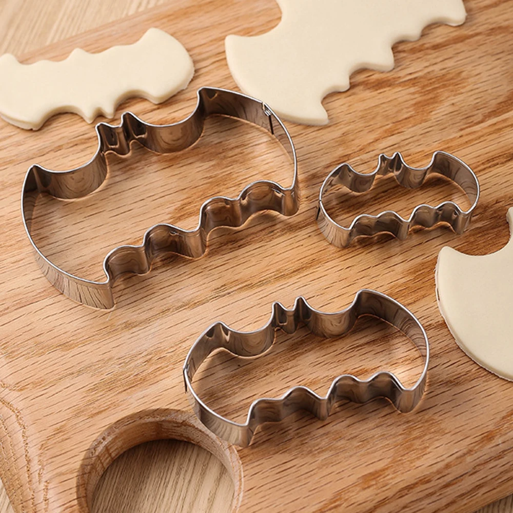 1PC Halloween Stainless Steel Cartoon Cookie Mold Bat Shaped Mold Baking Cookies Printing mold Kitchen Baking Tools