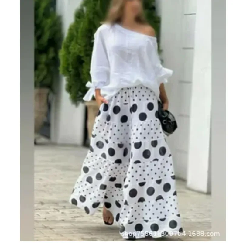 春夏のファッションプリント女性のセットツーピースボヘミアンカジュアルワンネックオフショルダー長袖トップルーズキュロットスーツ女性