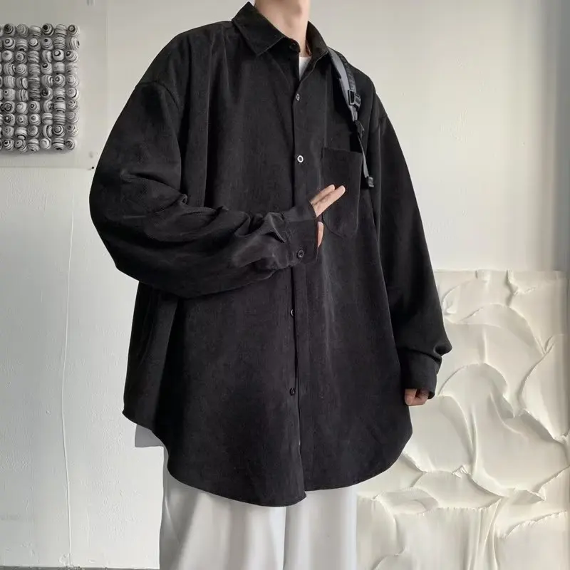 

Осенний большой размер 300, сумка Hong Kong Sle Corduroy Long Sve, мужская одежда в стиле ретро Briti в консервативном стиле, свободная посадка из полиэстера