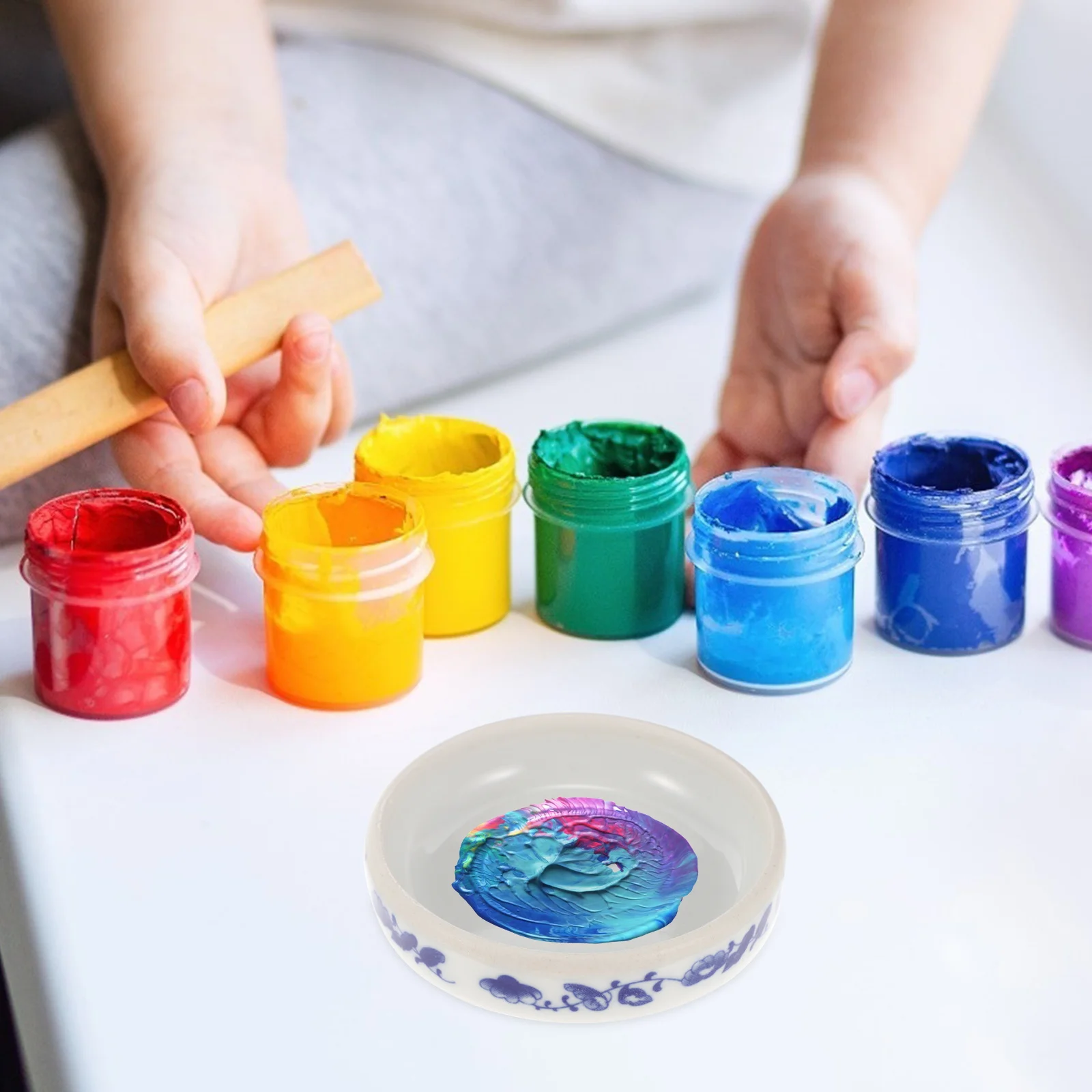 Ceramic Ink Dish Paint Trays Ceramic Plate Watercolor Pigment Trays Ceramic Ink Saucer