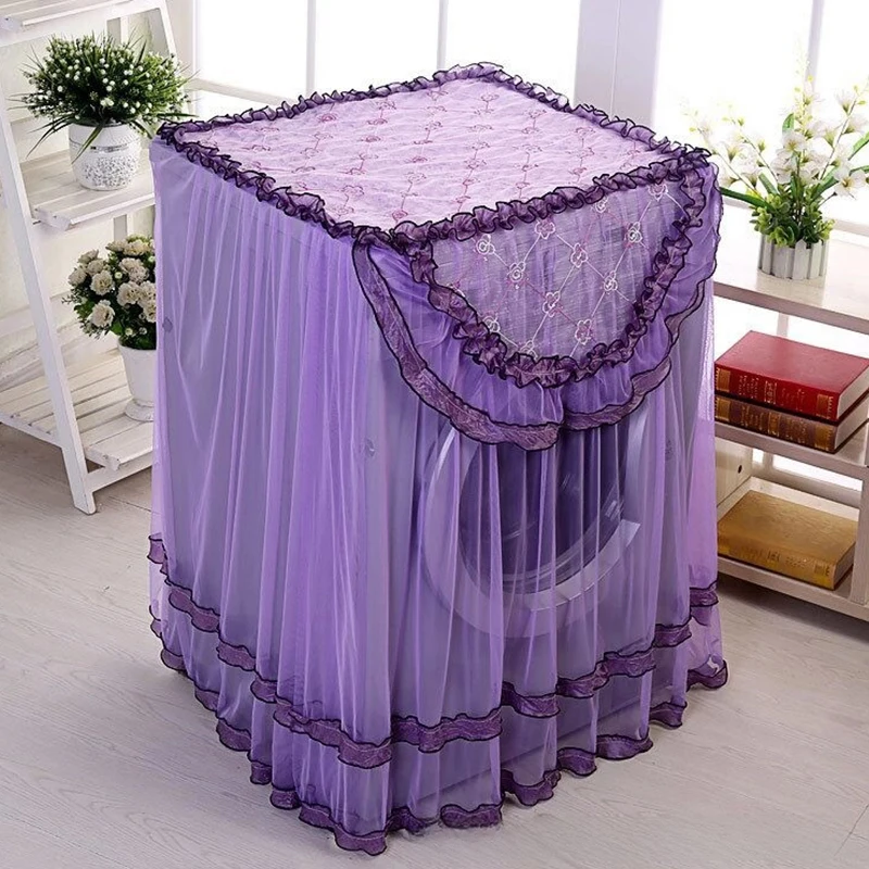 Romantic Washing Machine Cover Dustproof Dryer Dust Cover Lace Embroidery Floral Home Decor Washing Machine Protector Covers