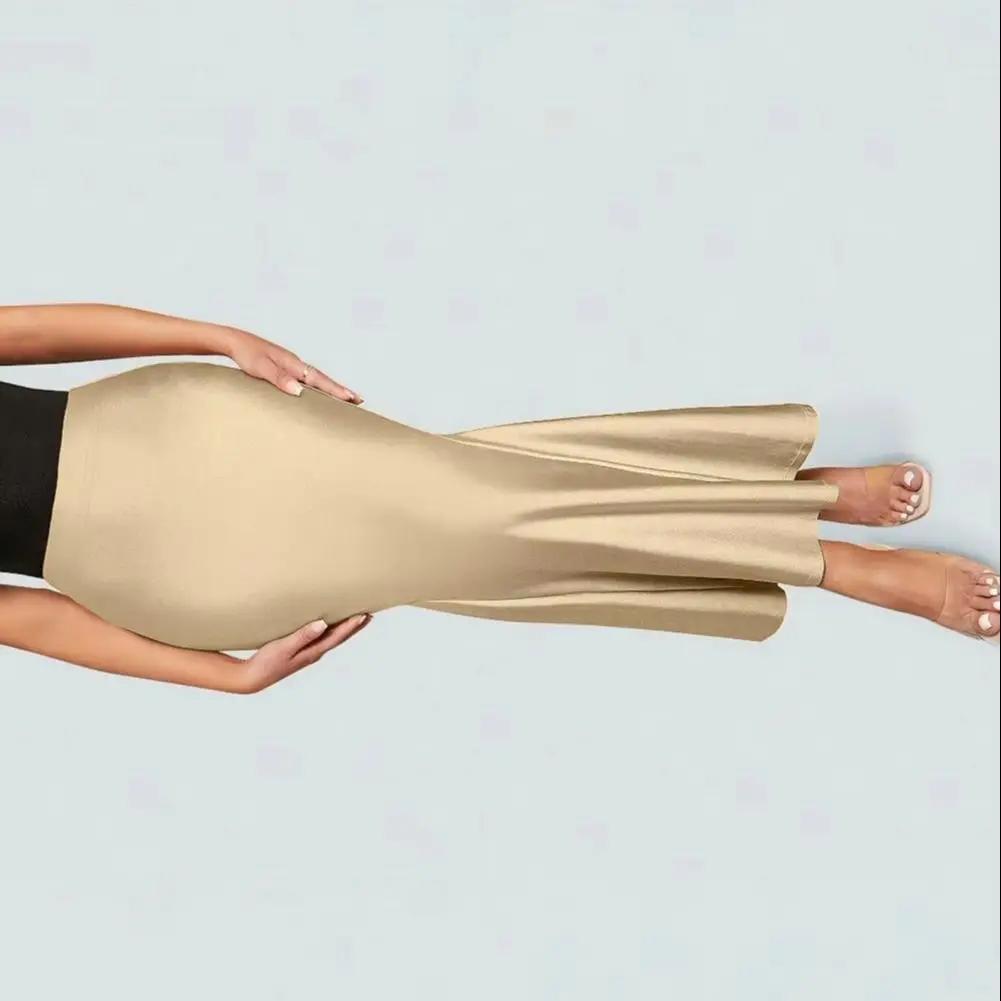 

Женская макси-юбка 2025 г., повседневная женская длинная юбка, весенняя эластичная юбка трапециевидной формы с высокой талией, повседневные женские юбки High Street, женские юбки