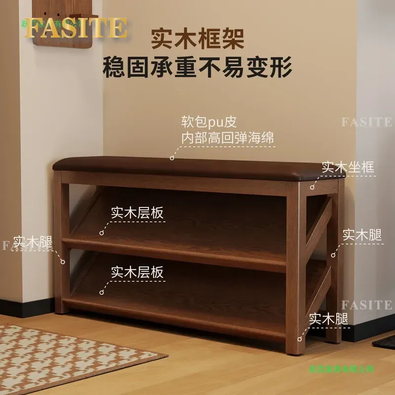 For Home Solid Wood Shoe Change Stool 25cm Wide Narrow Entryway Bench Integrated Shoe Cabinet Seat Space Saving Modern