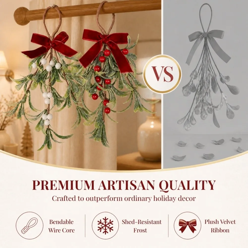 Lifelike Artificial Christmas Tree Wreath With Bowknot Decorative Xmas Garland Red Berries Artificial Pine Swag