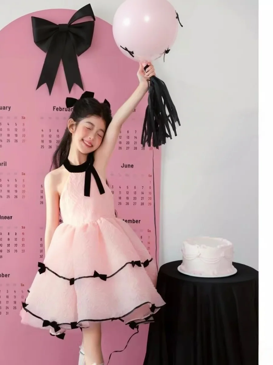 Custom Light Luxury Dress Women Wedding Guest Gown Girls Wedding Gown Birthday Party Pageant Runway Halter Neck Bow Tulle Gown