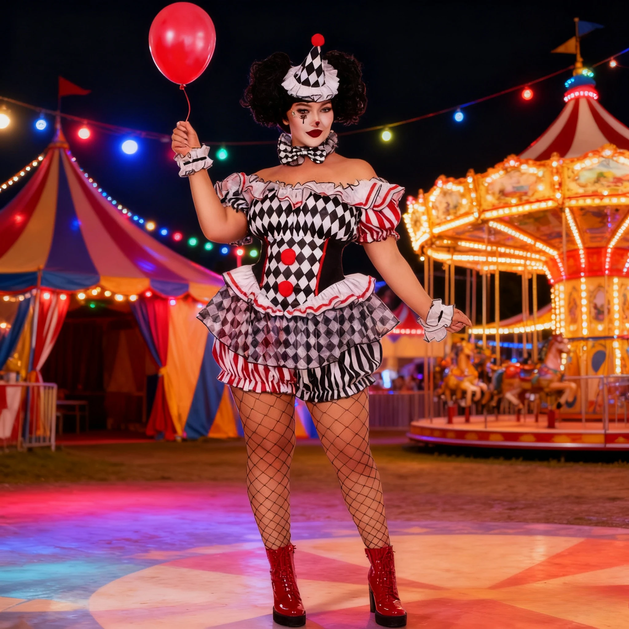 

Women Clown Cosplay Costume Circus Performance Outfit Role Play Uniform Jester Dress Theater Stage Suit Halloween Party Carnival