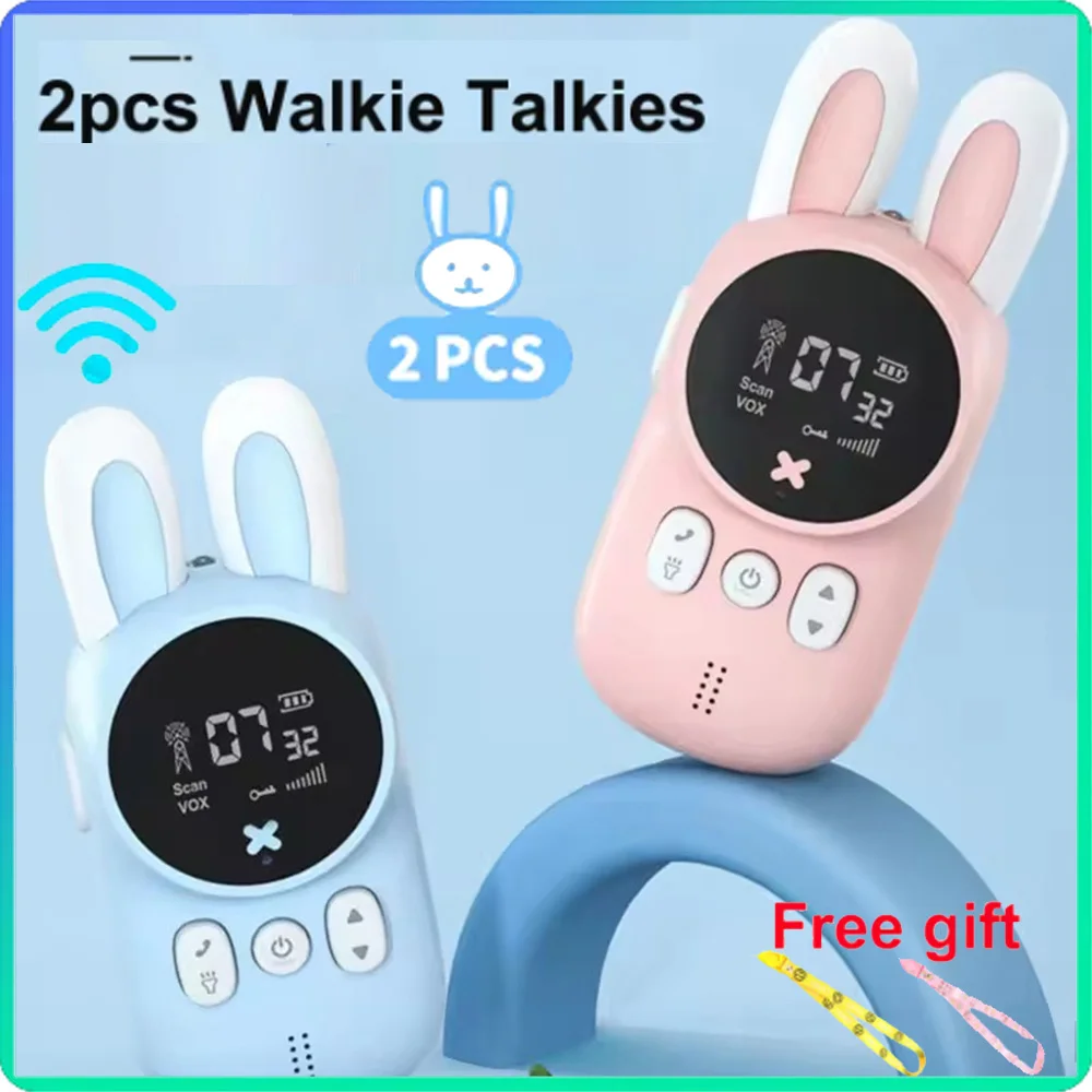 

2pcs Mini Walkie Talkie for Kids Cute Rabbit Ear Style 1-3km Handheld 2 way Radio Child Intercom Interphone for Children Toys