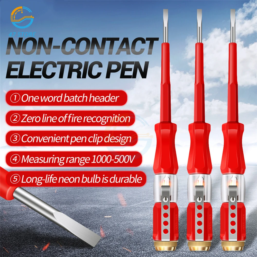 Electrical Tester Pen Voltage Indicator Test Pencil Test Screwdriver 100-500V Neon Bulb Non-contact Insulation Circuit Test Pen