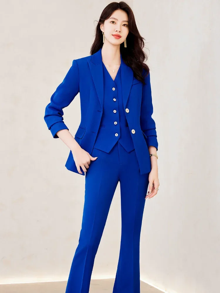 Abiti da lavoro formali da donna in tessuto pop di alta qualità Tailleur pantalone femminile Autunno Inverno Stili OL professionali Abbigliamento da lavoro da donna Blaze